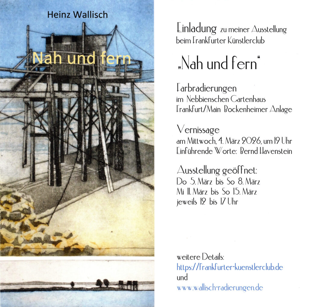 Einladungskarte zu Ausstellung "Nah und Fern" von Heinz Wallisch